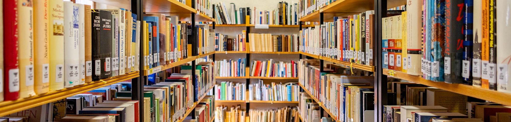 Blick durch Bücherregale